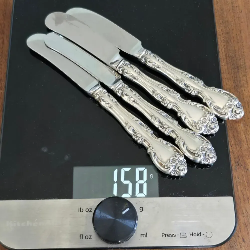 Gorham Melrose Sterling Silver Butter Spreader 4 Pcs Hollow Handle No Monogram